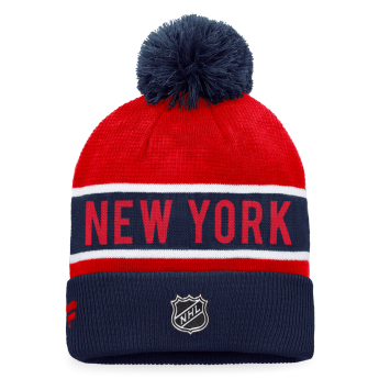 New York Rangers căciulă de iarnă Authentic Pro Game & Train Cuffed Pom Knit Deep Royal-Athletic Red