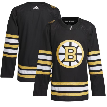 Boston Bruins tricou de hochei adidas Black 100th Anniversary Primegreen Authentic Jersey
