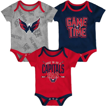 Washington Capitals body de bebeluși 3-pack Game Time S/S Creeper Set - Newborn