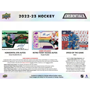 NHL cutii Cărți de hochei NHL 2022-23 Upper Deck Credentials Hobby Box