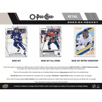 NHL cutii Cărți de hochei NHL 2023-24 Upper Deck O-Pee-Chee Blaster Box