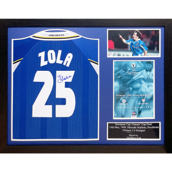 Legende tricou înrămat Chelsea FC 1998 Zola Signed Shirt (Framed)