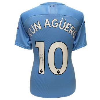 Legende tricou de fotbal Manchester City FC 2019-2020 Aguero Signed Shirt