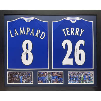 Legende tricouri de fotbal în ramă Chelsea FC 2000 Lampard & Terry Signed Shirts (Dual Framed)