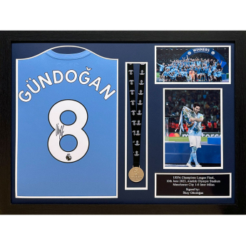 Legende tricou înrămat Manchester City FC 2021-2022 Gundogan Signed Shirt & Medal (Framed)