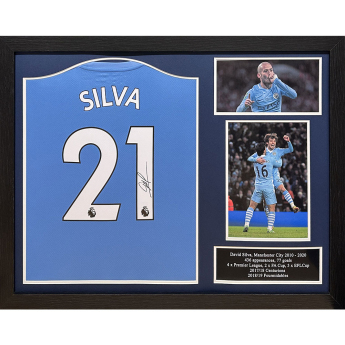 Legende tricou înrămat Manchester City FC 2020-2021 David Silva Signed Shirt (Framed)