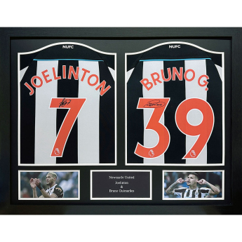 Legende tricouri de fotbal în ramă Newcastle United FC 2021-2022 Bruno Guimaraes & Joelinton Signed Shirts (Dual Framed)