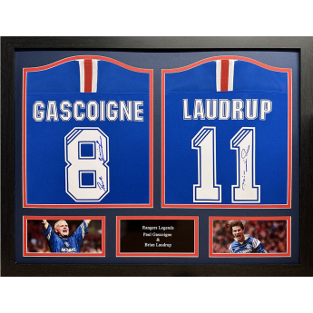 Legende tricouri de fotbal în ramă Rangers FC 2020-2021 Laudrup & Gascoigne Signed Shirts (Dual Framed)