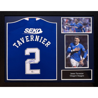 Legende tricou înrămat Rangers FC 2022-2023 Tavernier Signed Shirt (Framed)