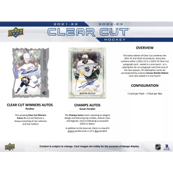 NHL cutii Cărți de hochei NHL 2022-23 Upper Deck Clear Cut Hobby Box