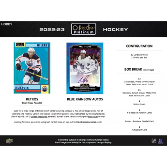 NHL cutii Cărți de hochei NHL 2022-23 Upper Deck O-Pee-Chee Platinum Hobby Box