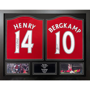 Legende tricouri de fotbal în ramă Arsenal FC 2020-2021 Bergkamp & Henry Signed Shirts (Dual Framed)