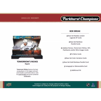 NHL cutii Cărți de hochei NHL 2022-23 Upper Deck Parkhurst Champions Hockey Hobby Box