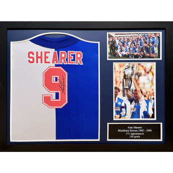 Legende tricou înrămat Blackburn Rovers FC 1994-95 Shearer Signed Shirt (Framed)
