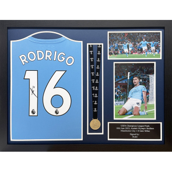 Legende tricou înrămat Manchester City FC 2021-2022 Rodri Signed Shirt & Medal (Framed)