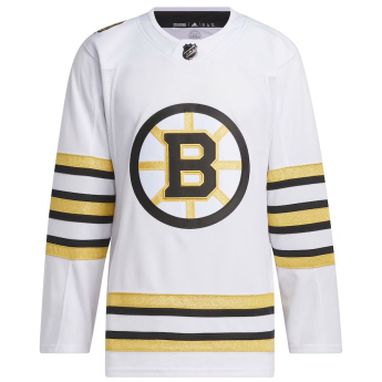 Boston Bruins tricou de hochei adidas White 100th Anniversary Primegreen Authentic Jersey