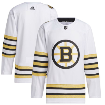 Boston Bruins tricou de hochei adidas White 100th Anniversary Primegreen Authentic Jersey