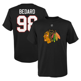 Chicago Blackhawks tricou de copii Connor Bedard #98 Player Name & Number Black