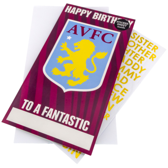 Aston Villa felicitare cu abțibilduri, urare La mulți ani Personalised Birthday Card