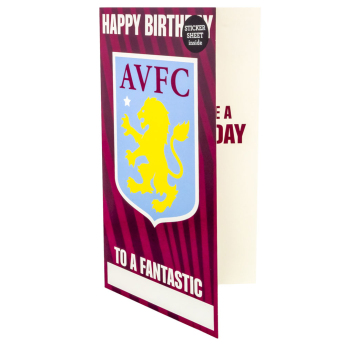 Aston Villa felicitare cu abțibilduri, urare La mulți ani Personalised Birthday Card