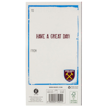 West Ham United felicitări Crest Birthday Card