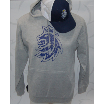 Echipa națională de hochei hanorac de bărbați cu glugă Czech Ice Hockey grey logo lion patina