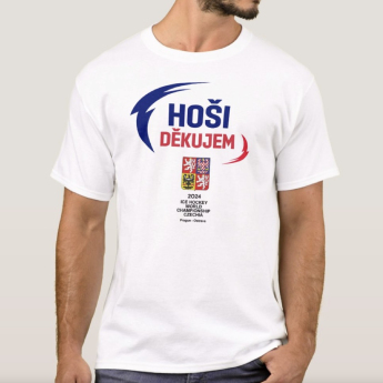 Echipa națională de hochei tricou de bărbați HOŠI DĚKUJEM Ice Hockey World Championship Czechia MS 2024 White