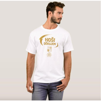 Echipa națională de hochei tricou de bărbați HOŠI DĚKUJEM Ice Hockey World Championship Czechia MS 2024 GOLD EDITION White