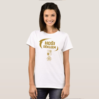 Echipa națională de hochei tricou de dama HOŠI DĚKUJEM Ice Hockey World Championship Czechia MS 2024 GOLD EDITION White