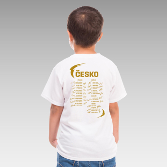 Echipa națională de hochei tricou de copii HOŠI DĚKUJEM Ice Hockey World Championship Czechia MS 2024 GOLD EDITION White