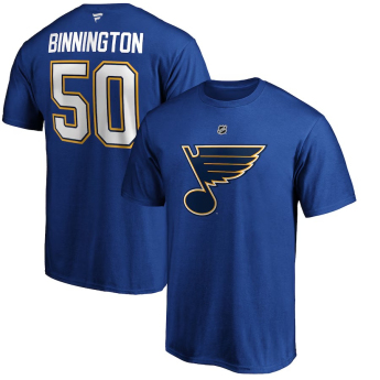 St. Louis Blues tricou de bărbați Jordan Binnington #50 Stack Logo Name & Number