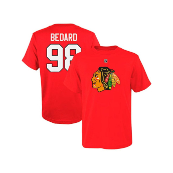 Chicago Blackhawks tricou de copii Connor Bedard Chicago Blackhawks Flat Name & Number Ctn Tee