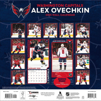 Washington Capitals calendar Alexander Ovechkin #8 2025 Wall Calendar