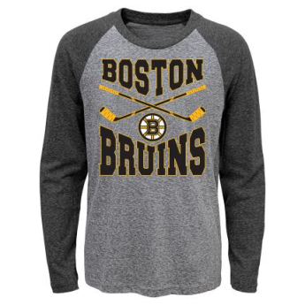 Boston Bruins tricou cu măneci lungi pentru copii Cross Stick Ls Triblend Raglan