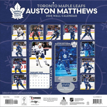 Toronto Maple Leafs calendar #34 Auston Matthews 2025 Wall Calendar