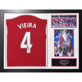 Legende tricou înrămat Arsenal FC 1982 Vieira Signed Shirt (Framed)