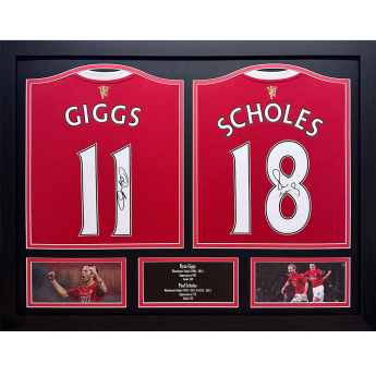 Legende tricouri de fotbal în ramă Manchester United FC 2021-2022 Giggs & Scholes Signed Shirts (Dual Framed)