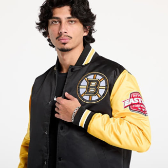 Boston Bruins geacă de bărbați Primetime Heavyweight Satin Jacket Current Logo
