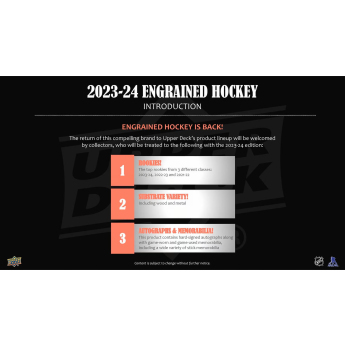 NHL cutii Cărți de hochei NHL 2023-24 Upper Deck Engrained Hockey Hobby Box