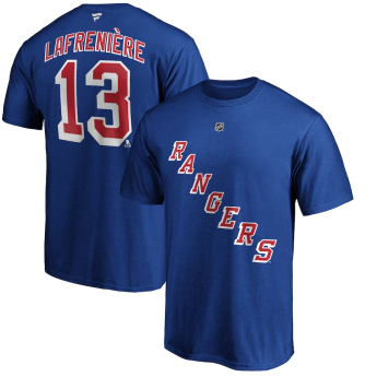 New York Rangers tricou de bărbați Alexis Lafrenière #13 Stack Logo Name & Number