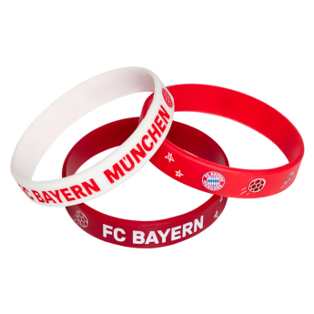 Bayern München Pachet de 3 brățări din cauciuc KIDS red white