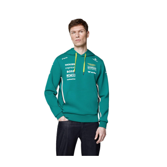 Aston Martin hanorac de bărbați cu glugă official Teamline Replica green F1 Team 2025