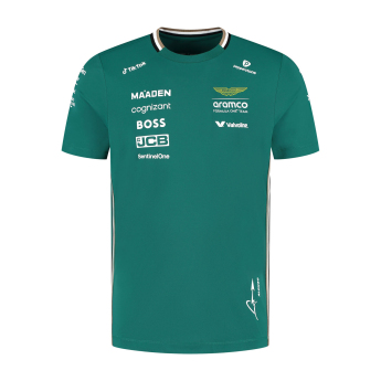 Aston Martin tricou de bărbați Alonso official Teamline Replica green F1 Team 2025