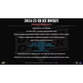 NHL cutii Cărți de hochei NHL 2024-25 Upper Deck Ice Hockey Hobby Box