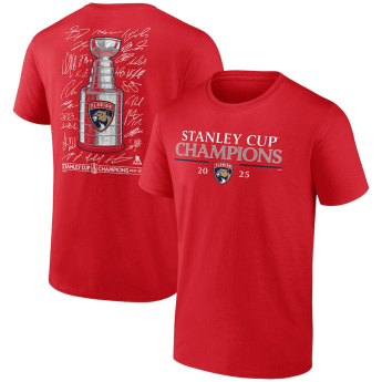 Florida Panthers tricou de bărbați 2025 Stanley Cup Champions Signature Roster red