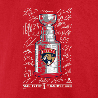 Florida Panthers tricou de bărbați 2025 Stanley Cup Champions Signature Roster red