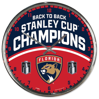 Florida Panthers ceas de perete 2025 Stanley Cup Champions Chrome