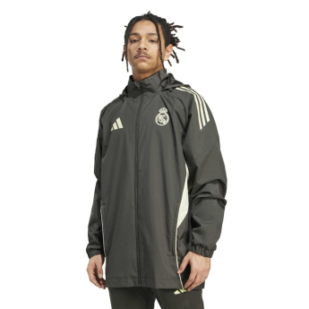 Real Madrid geacă de bărbați cu glugă Allweather grey