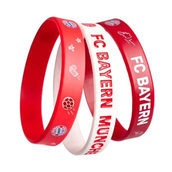 Bayern München Pachet de 3 brățări din cauciuc KIDS red white