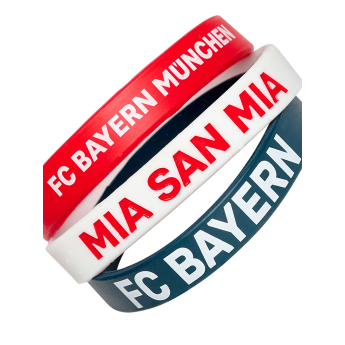 Bayern München Pachet de 3 brățări din cauciuc blue red white